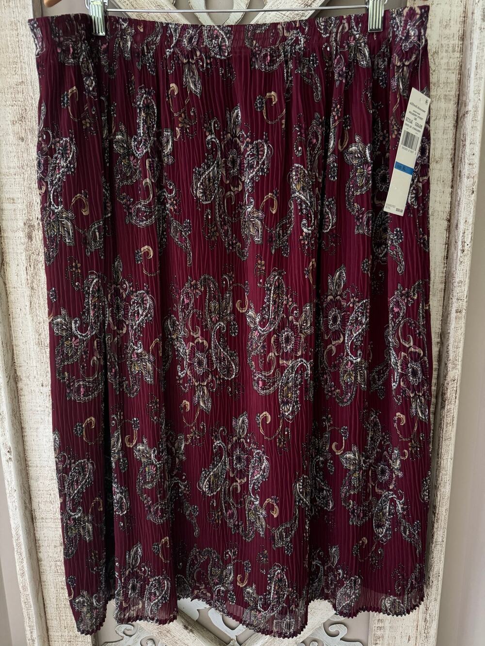 Alfred Dunner Paisley Pleated Midi Skirt Retro Cottagecore Pull On Boho NWT